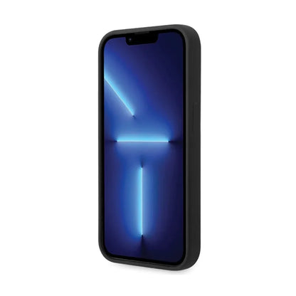 BMW silikono dėklas su metaliniu logotipu – skirtas iPhone 15 Pro Max (juodas)