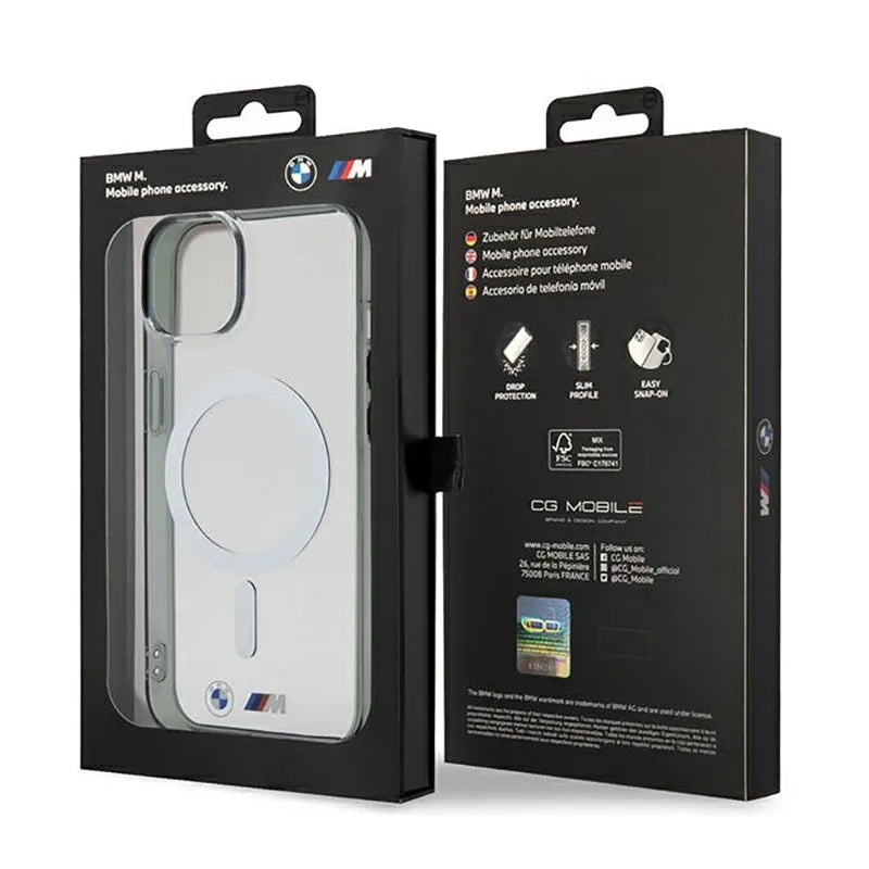 BMW Silver Ring MagSafe – „iPhone 14“ dėklas (skaidrus)