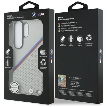 BMW Trijų spalvų metalo logotipas MagSafe dėklas Samsung Galaxy S26 Ultra (Pilka)