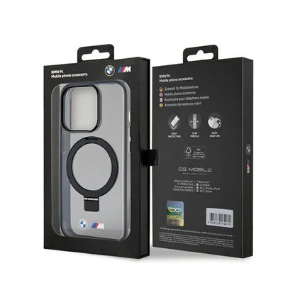 BMW žiedinis stovas M kolekcija MagSafe - dėklas iPhone 15 Pro (juodas)