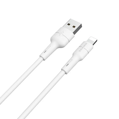 Borofone Silicone - USB į Lightning jungties kabelis 1m (baltas)