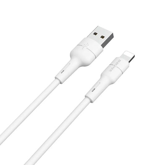Borofone Silicone - USB į Lightning jungties kabelis 1m (baltas)
