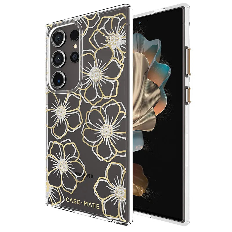 Case-Mate Floral Gems – Dėklas Samsung Galaxy S24 Ultra (Auksinis)