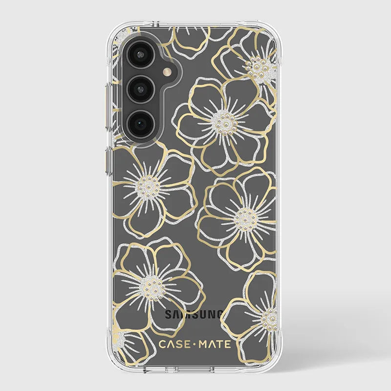 Case-Mate Floral Gems – dėklas, skirtas Samsung Galaxy S23 FE 5G (auksinis)