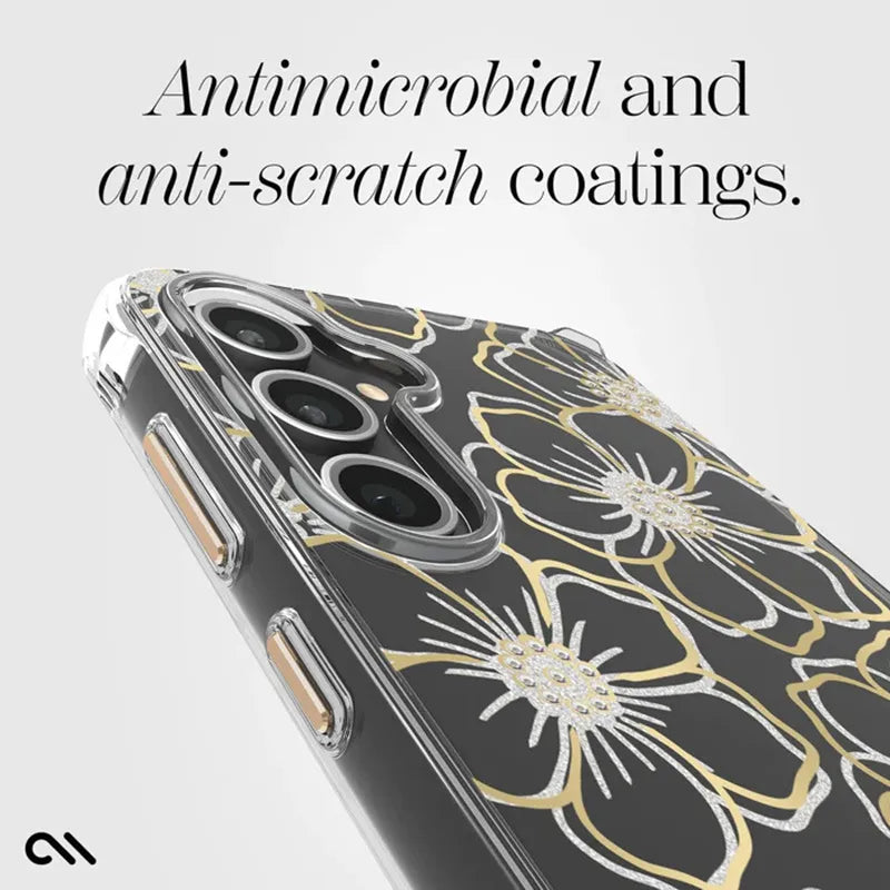 Case-Mate Floral Gems – dėklas, skirtas Samsung Galaxy S23 FE 5G (auksinis)
