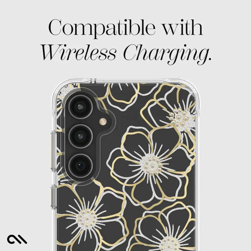 Case-Mate Floral Gems – dėklas, skirtas Samsung Galaxy S23 FE 5G (auksinis)