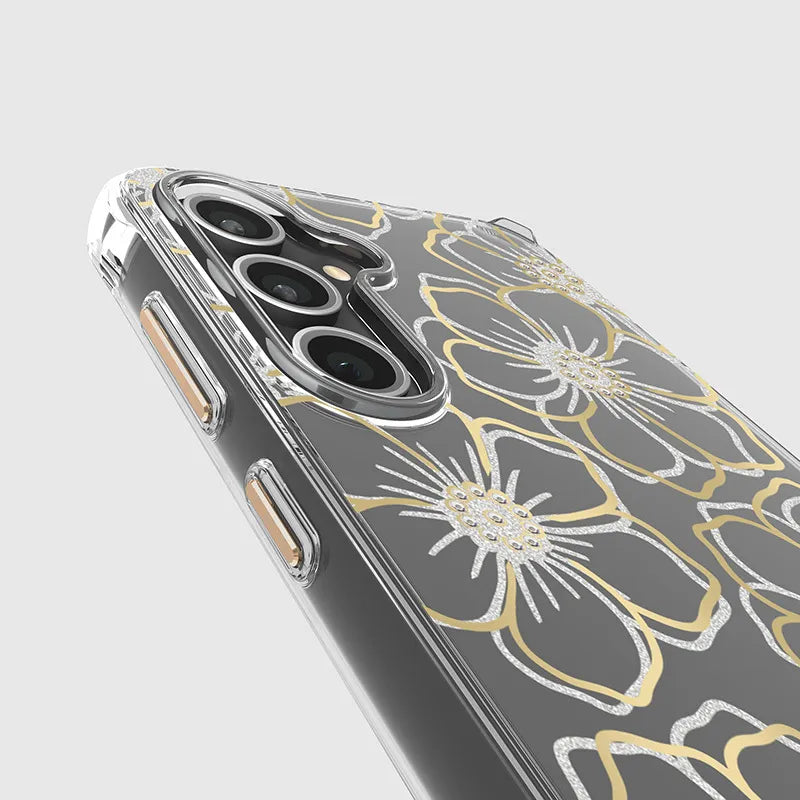 Case-Mate Floral Gems – dėklas, skirtas Samsung Galaxy S23 FE 5G (auksinis)