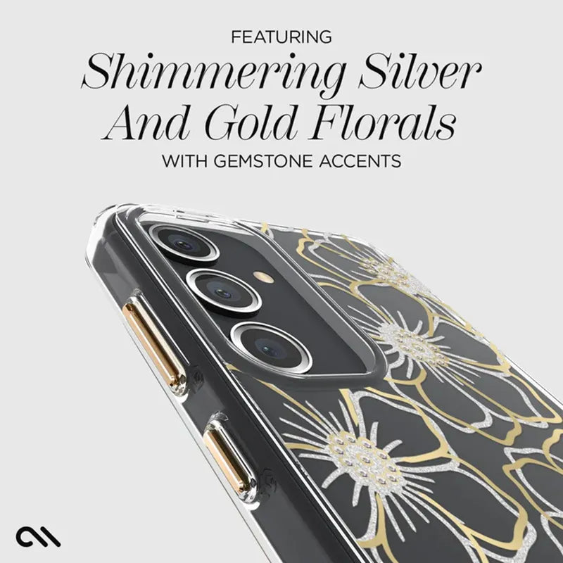 Case-Mate Floral Gems – Dėklas skirtas Samsung Galaxy S24 (Auksinis)