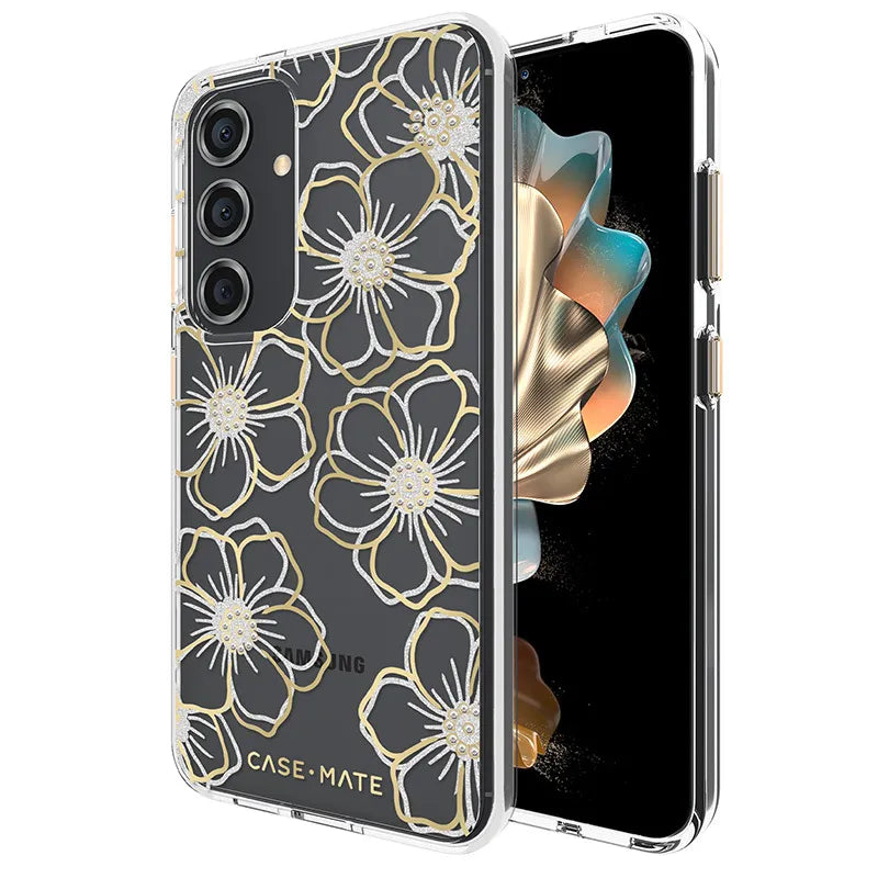 Case-Mate Floral Gems – Dėklas skirtas Samsung Galaxy S24 (Auksinis)