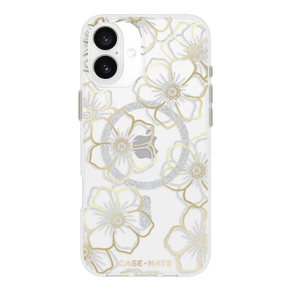 Case-Mate Floral Gems MagSafe – dėklas iPhone 16 Plus (auksinis)