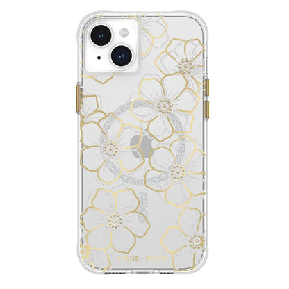 Case-Mate Floral Gems MagSafe – iPhone 15 Plus dėklas (auksinis)