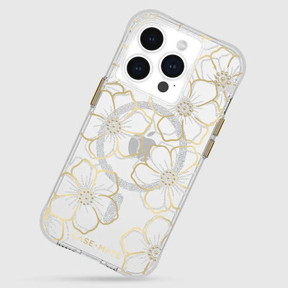 Case-Mate Floral Gems MagSafe – „iPhone 15 Pro“ dėklas (auksinis)