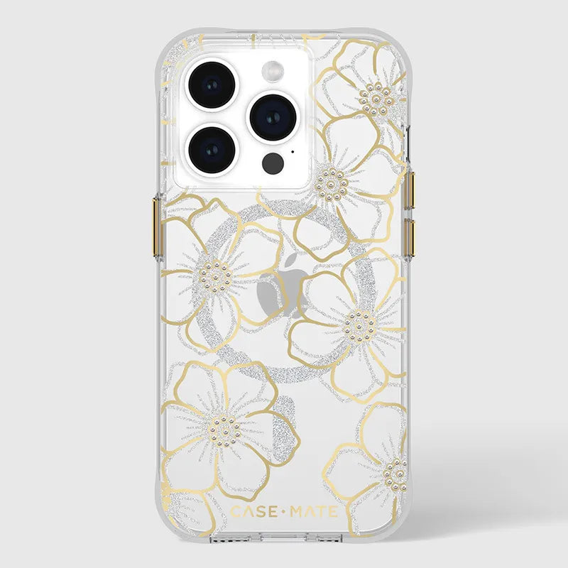 Case-Mate Floral Gems MagSafe – „iPhone 15 Pro“ dėklas (auksinis)
