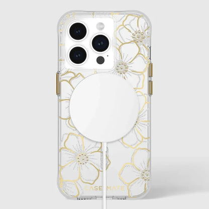 Case-Mate Floral Gems MagSafe – „iPhone 15 Pro“ dėklas (auksinis)