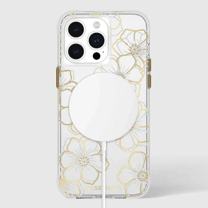 Case-Mate Floral Gems MagSafe - iPhone 15 Pro Max dėklas (aukso spalvos)