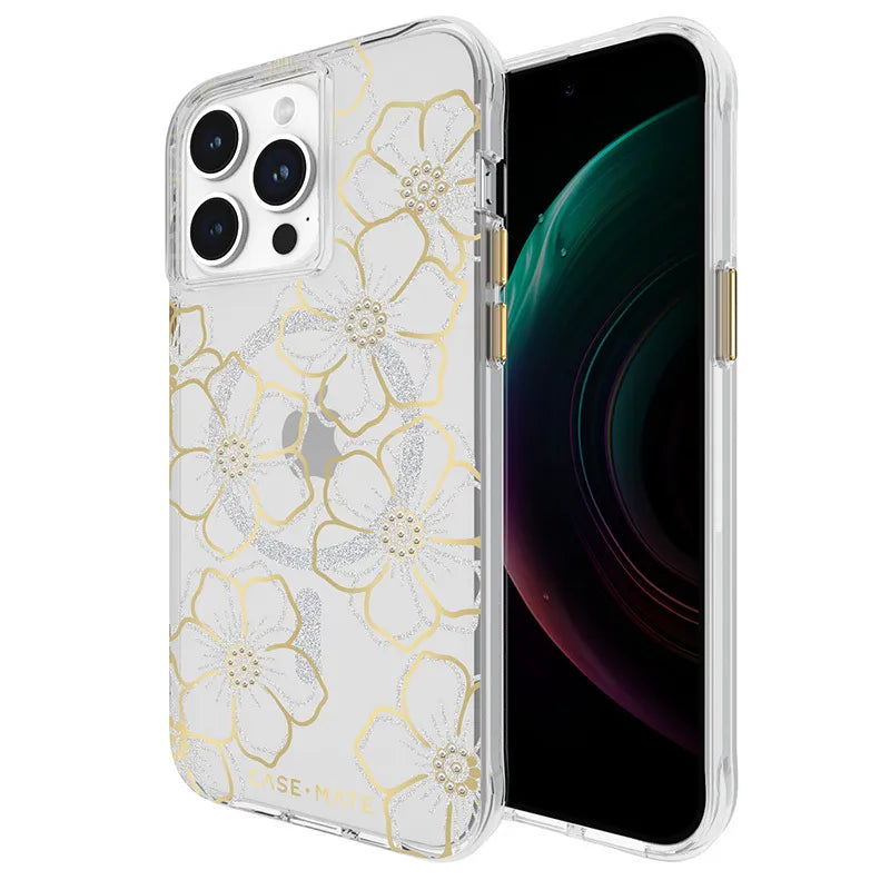 Case-Mate Floral Gems MagSafe - iPhone 15 Pro Max dėklas (aukso spalvos)