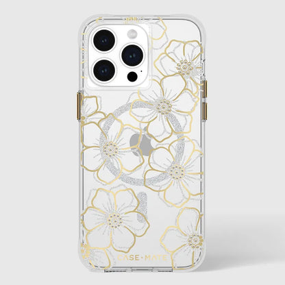 Case-Mate Floral Gems MagSafe - iPhone 15 Pro Max dėklas (aukso spalvos)
