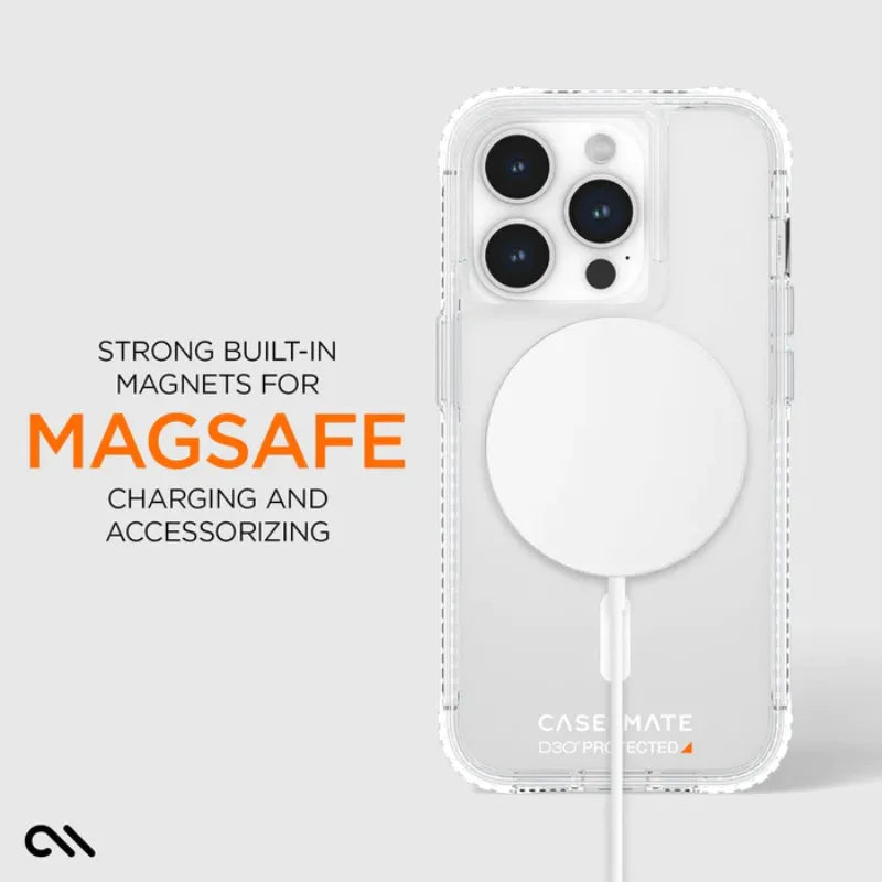 Case-Mate itin tvirtas plius D3O MagSafe – „iPhone 15 Pro“ dėklas (skaidrus)