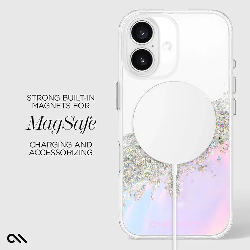 Case-Mate Karat MagSafe – dėklas skirtas iPhone 16 (Holografinis muilo burbulas)