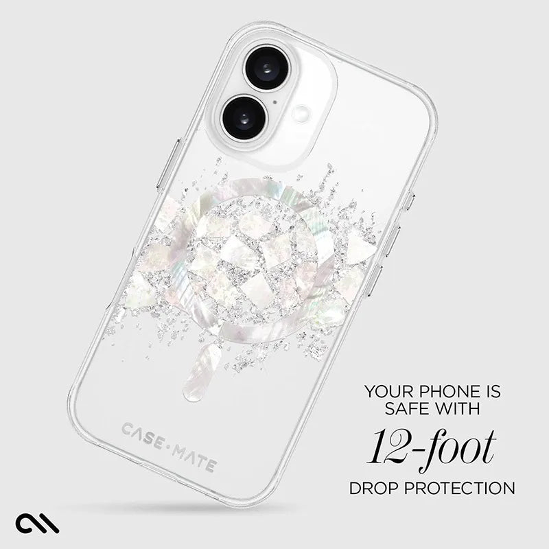 Case-Mate Karat MagSafe – dėklas, skirtas „iPhone 16“, su perlo inkrustacija („A Touch of Pearl“)