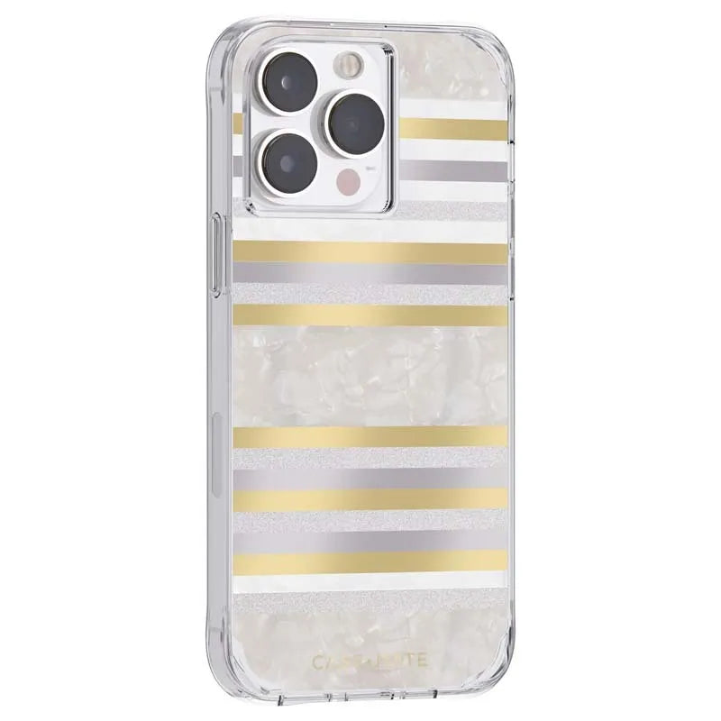 Case-Mate Pearl Stripes MagSafe – dėklas dekoruotas perlamutru skirtas iPhone 14 Pro Max (Pearl Stripes)