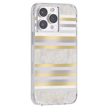 Case-Mate Pearl Stripes MagSafe – dėklas dekoruotas perlamutru skirtas iPhone 14 Pro Max (Pearl Stripes)