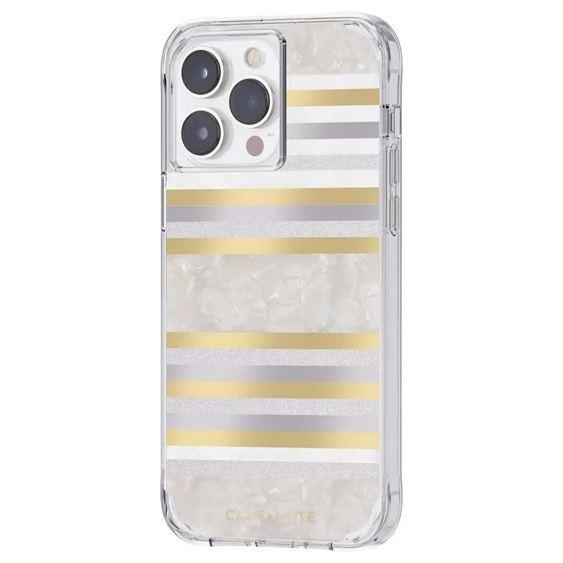 Case-Mate Pearl Stripes MagSafe – dėklas dekoruotas perlamutru skirtas iPhone 14 Pro Max (Pearl Stripes)