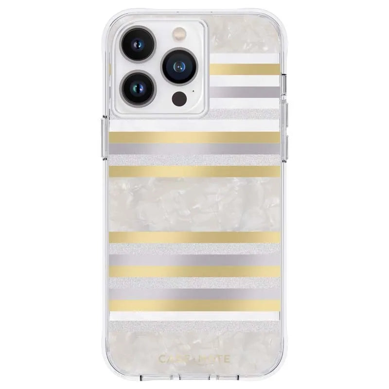 Case-Mate Pearl Stripes MagSafe – dėklas dekoruotas perlamutru skirtas iPhone 14 Pro Max (Pearl Stripes)