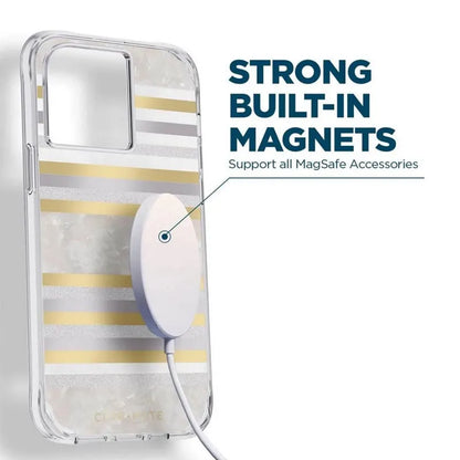Case-Mate Pearl Stripes MagSafe – Dėklas su perlamutro apdaila, skirtas iPhone 14 Pro (Pearl Stripes)