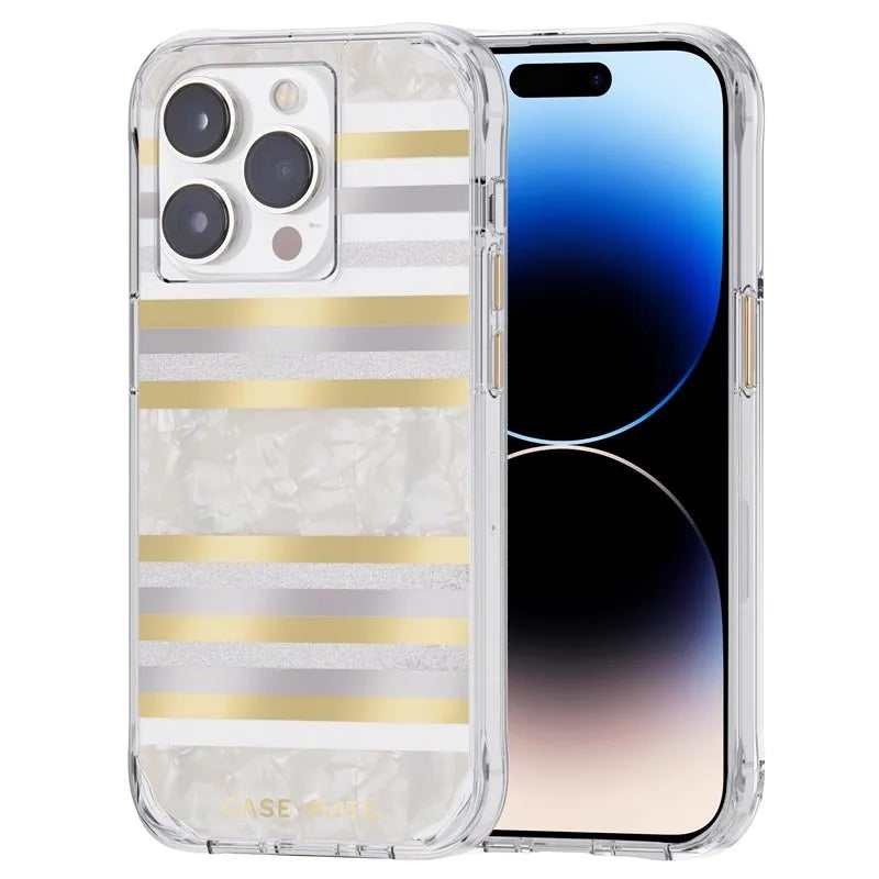 Case-Mate Pearl Stripes MagSafe – Dėklas su perlamutro apdaila, skirtas iPhone 14 Pro (Pearl Stripes)