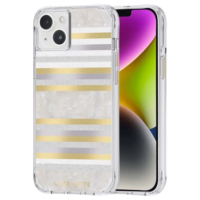 Case-Mate Pearl Stripes MagSafe – dėklas su perlo imitacija iPhone 14 Plus (Pearl Stripes)