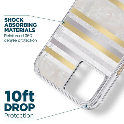Case-Mate Pearl Stripes MagSafe – Perlamutru dekoruotas dėklas, skirtas iPhone 14 / iPhone 13 (Pearl Stripes)