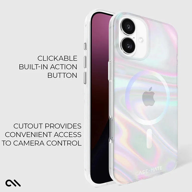 Case-Mate Soap Bubble MagSafe – dėklas iPhone 16 Plus (vaivorykštinis)