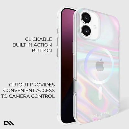 Case-Mate Soap Bubble MagSafe – dėklas iPhone 16 Plus (vaivorykštinis)