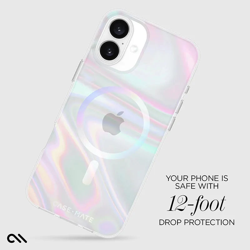 Case-Mate Soap Bubble MagSafe – dėklas iPhone 16 Plus (vaivorykštinis)