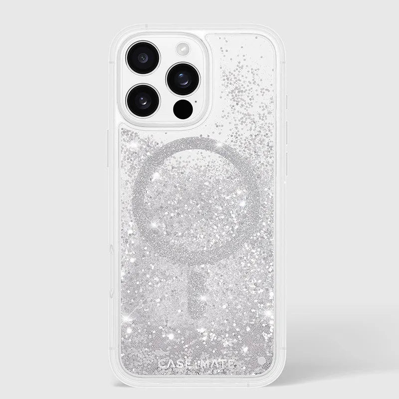 Case-Mate Waterfall MagSafe – Dėklas skirtas iPhone 16 Pro Max (Sidabrinis)