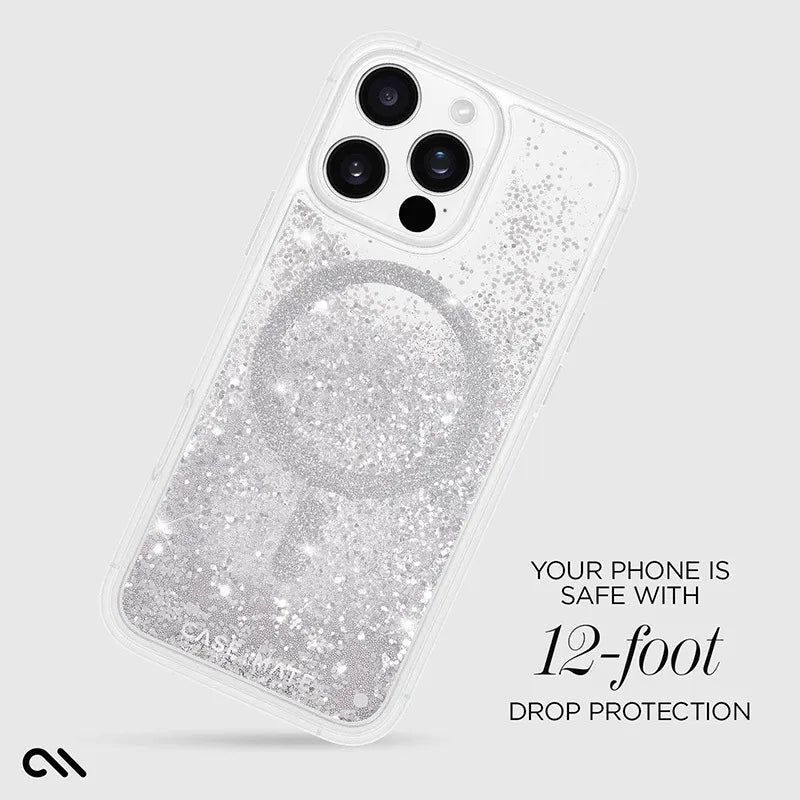 Case-Mate Waterfall MagSafe – Dėklas skirtas iPhone 16 Pro Max (Sidabrinis)
