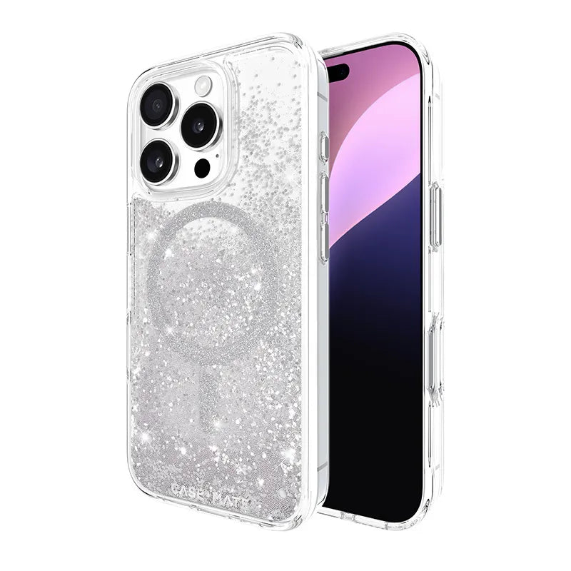 Case-Mate Waterfall MagSafe – dėklas, skirtas iPhone 16 Pro (sidabrinis)