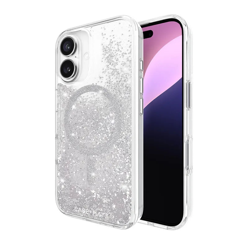 Case-Mate Waterfall MagSafe – dėklas, skirtas iPhone 16 (sidabrinis)