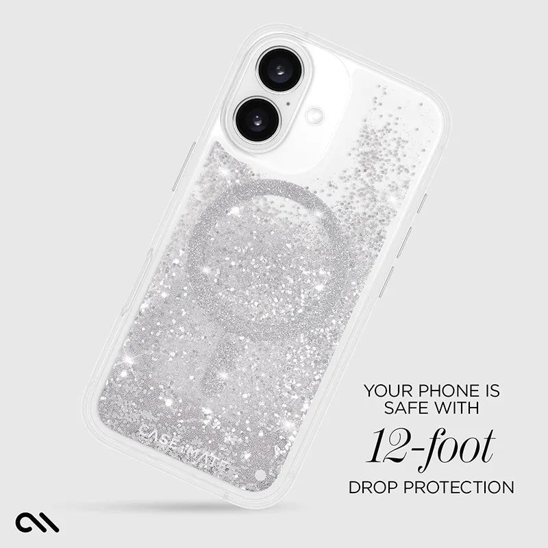 Case-Mate Waterfall MagSafe – dėklas, skirtas iPhone 16 (sidabrinis)