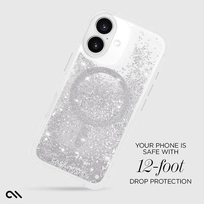 Case-Mate Waterfall MagSafe – dėklas, skirtas iPhone 16 (sidabrinis)