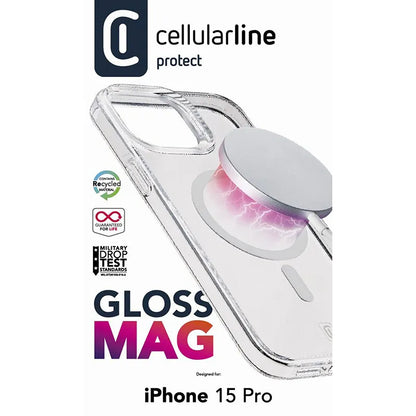 Cellularline Gloss Mag – "iPhone 15 Pro" MagSafe dėklas (skaidrus)