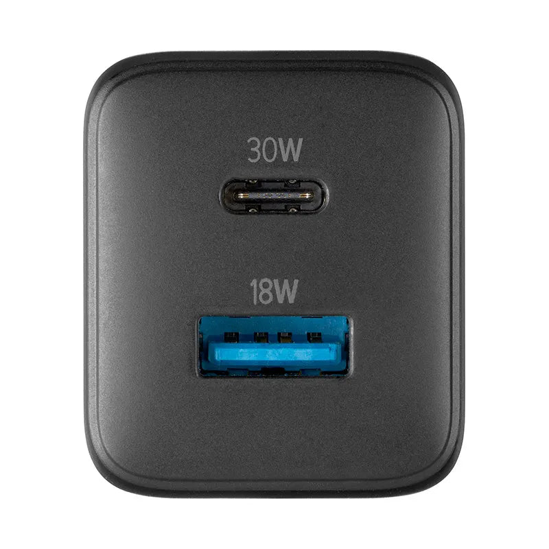 Cellularline Multipower Micro GaN - USB-C ir USB-A Power Delivery 30W tinklo įkroviklis (juodas)