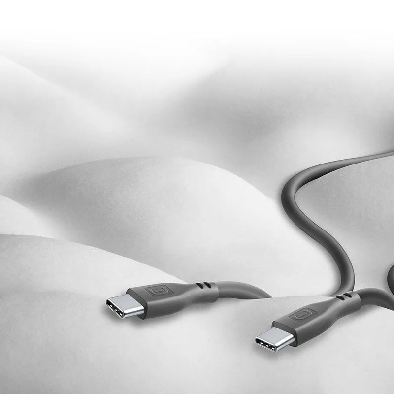 Cellularline Soft Cable - USB-C–USB-C laidas, 1,2 m (juodas)
