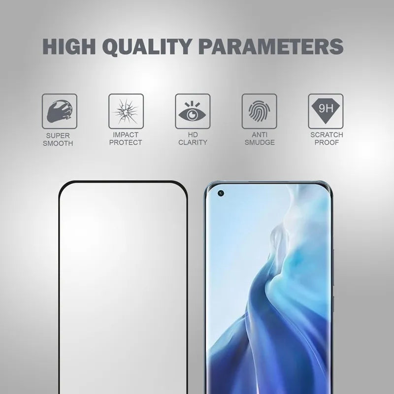 Crong 3D Armor Glass - 9H pilnas klijavimas grūdintas stiklas, skirtas Xiaomi Mi 11 visam ekranui + montavimo rėmelis