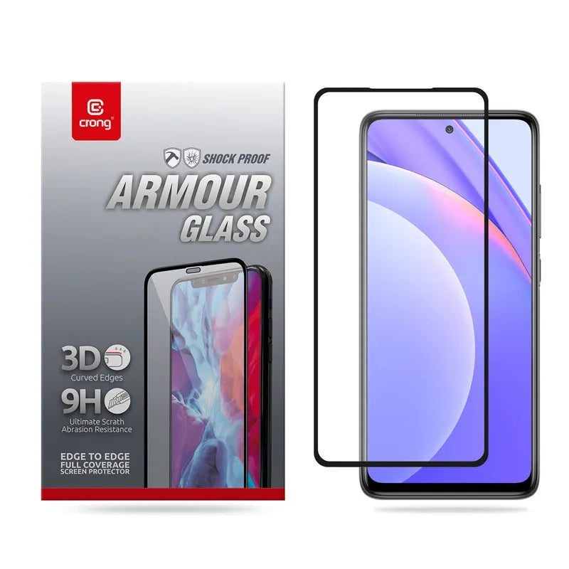 Crong 3D Armor Glass - 9H pilnos klijų grūdintas stiklas visam Xiaomi Mi 10T Lite ekranui