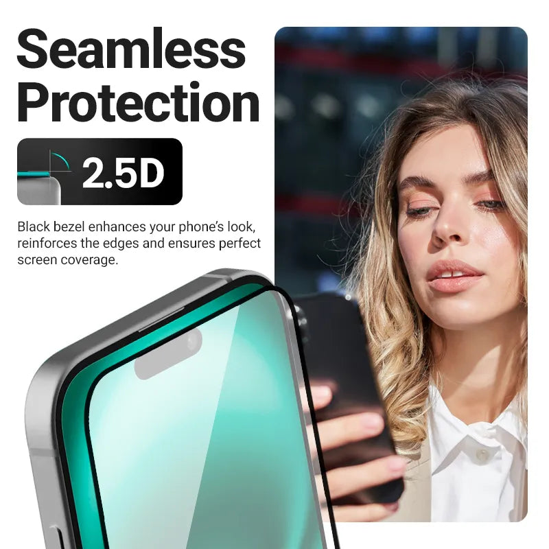 Crong 3D Armor Glass – Grūdintas stiklas iPhone 17 Pro + montavimo rėmelis