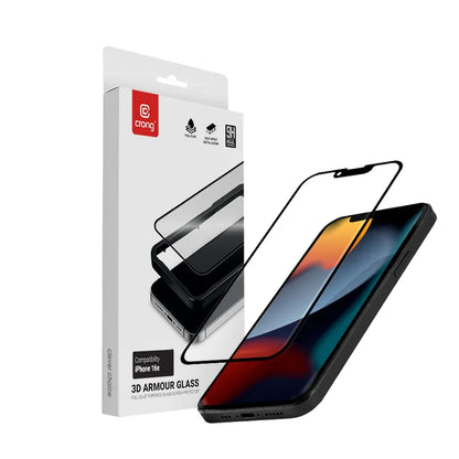 Crong 3D Armored Glass - Grūdintas stiklas iPhone 17e / 16e / 14 / 13 / 13 Pro + montavimo rėmelis