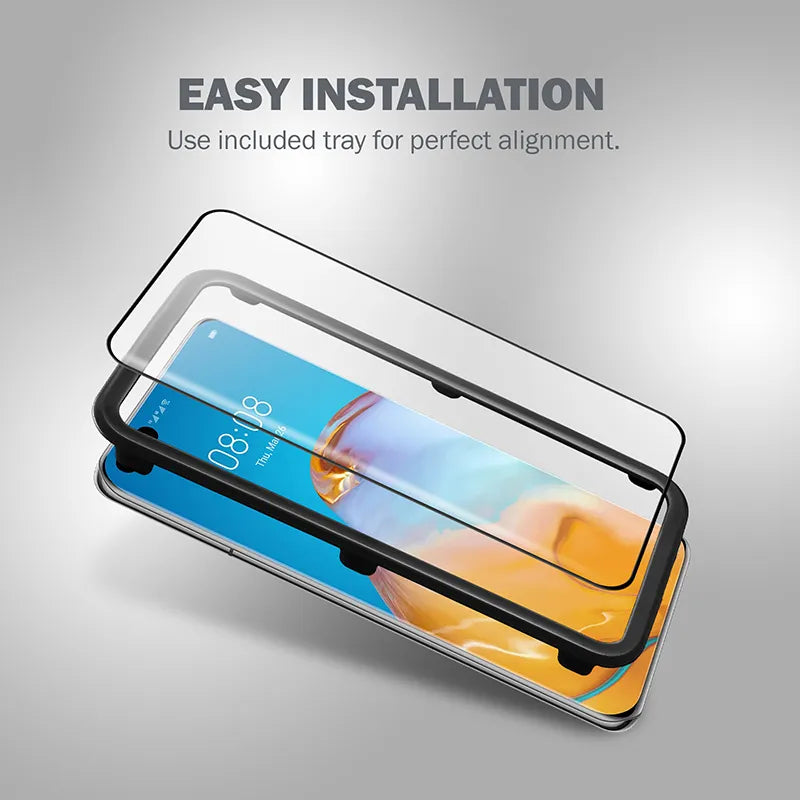Crong 3D Armour Glass 9H grūdintas stiklas visam ekranui su Huawei P40 Pro montavimo rėmeliu