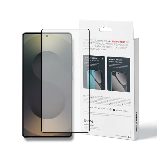 Crong 3D Armour Glass Lite – Pilnas klijavimas, grūdintas stiklas, skirtas Samsung Galaxy S25 Ultra